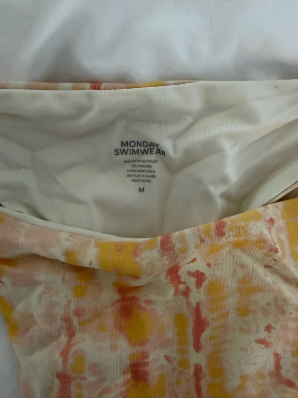 Monday Swimwear Cream & Peach Tie-Dye Bikini Top